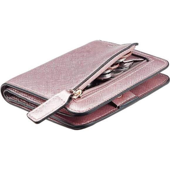 RFID-Blocking Compact Bifold Wallet – Luxury Leather Mini Purse with ID window - Picture 7 of 7
